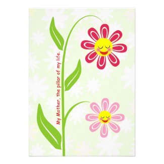 Happy flowers Mother's Day custom flat card Personalized Invitations