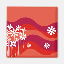 "Happy Flowers" (orange) by Cheryl Daniels Magnets