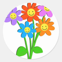 Happy Flowers Round Sticker