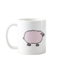 happy fluffy sheep coffee mug