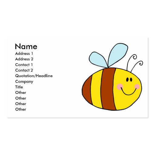 happy flying honeybee honey bee cartoon business cards (front side)