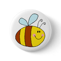 happy flying honeybee honey bee cartoon button