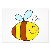 happy flying honeybee honey bee cartoon custom invitations