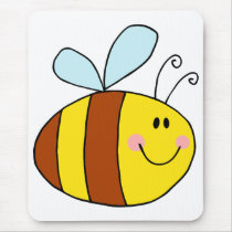 happy flying honeybee honey bee cartoon mouse pads
