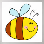 happy flying honeybee honey bee cartoon print