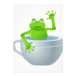 Happy frog in a cup cartoon custom invites