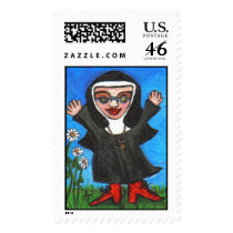 Happy Funky Preachin' Nun - postage postage by folkartblonde Happy Funky Preachin' Nun - postage postage