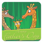 Happy Giraffe Family Father's Day Square Sticker