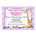 Happy Giraffe Pink Birthday Party Invitation invitations