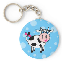 Happy Girl Cow Key Chain
