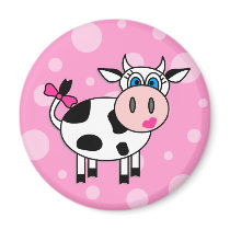 Happy Girl Cow Magnets