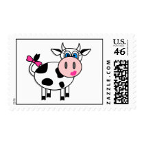 Happy Girl Cow Postage Stamp