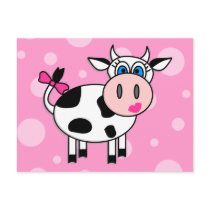 Happy Girl Cow Post Cards