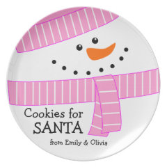 Happy Girl Snowman Cookies for Santa Plate
