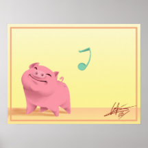 Happy go lucky piggy! posters