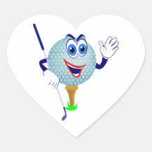 Happy Golf Ball T-shirts and Gifts Heart Stickers