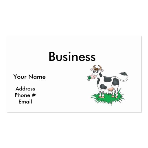 happy grazing cow business card template (front side)