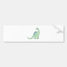 Happy Green Cartoon Dinosaur Bumper Stickers