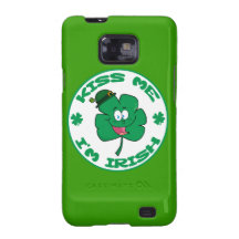 Happy-Green-Clover KISS ME I'M IRISH cartoon Samsung Galaxy Cases