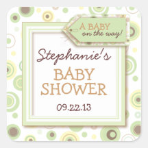 Happy Green Dots Neutral Baby Favor & Seal Sticker