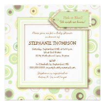 Happy Green Dots Neutral Baby Shower Invitation