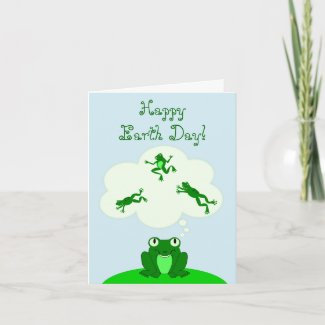 Happy Green Earth Day with Leap-Dreaming Frog! zazzle_card