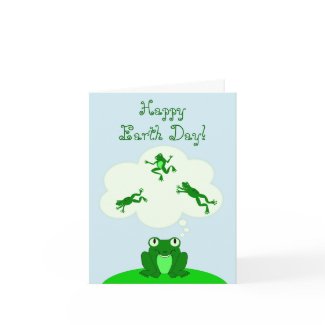 Happy Green Earth Day with Leap-Dreaming Frog! zazzle_card