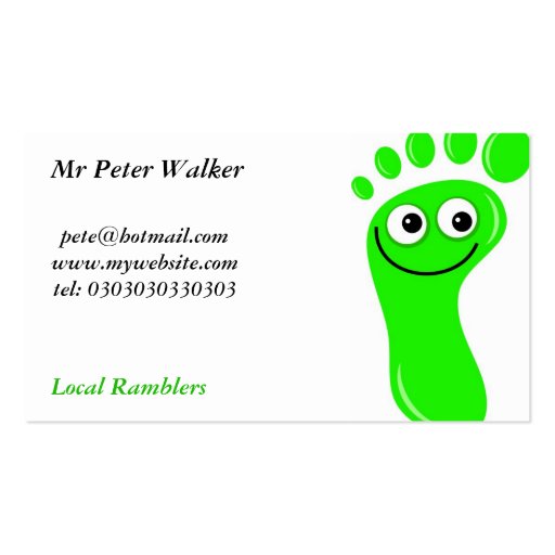 Happy Green Feet Business Card (front side)