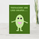 Happy Green Grape Teenagers Greeting Card card