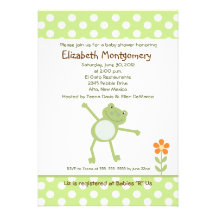 Happy Green Leap Frog Baby Shower Invitations