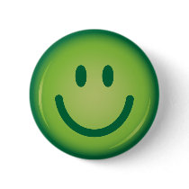 Happy green smiling smiley face button
