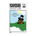 Happy Groundhog Day Cute Groundhog in Hat Stamps