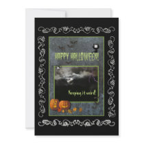 Happy Halloween-Austin,TX-Pumpkins,Bats,Moon Personalized Announcement