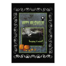 Happy Halloween-Austin,TX-Pumpkins,Bats,Moon Personalized Announcement