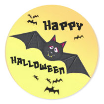 Happy Halloween Bat Stickers