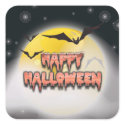 Happy Halloween Bats and Moon Sticker sticker