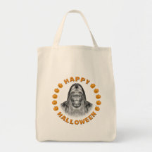 Happy Halloween Bigfoot Tote Bags