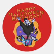Happy Halloween Birthday! Round Stickers