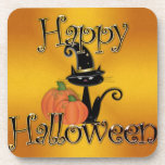 Happy Halloween Black Cat Drink Coaster