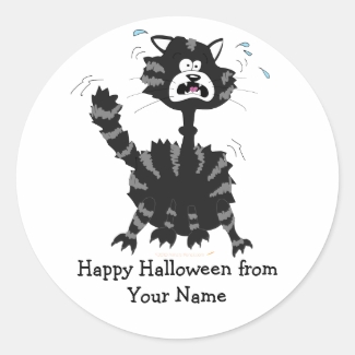 Happy Halloween Black Cat Funny Custom Stickers