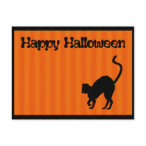 Happy Halloween Black Cat Postcard