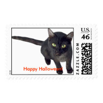 Happy Halloween/Black cat stamp