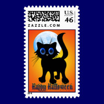 Happy Halloween Black Kitten  Postage postage