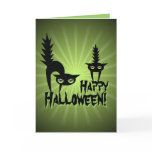 Happy Halloween Black Scared Cats Greeting Cards