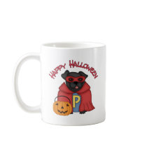 Happy Halloween Black Super Pug mugs