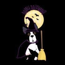 Happy Halloween Boston Terrier Witch t-shirts by totallypainted Happy Halloween Boston Terrier Witch t-shirts