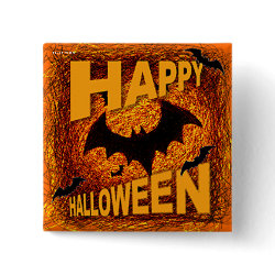 Happy Halloween Button Orange Bats button