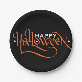 HAPPY HALLOWEEN CALLIGRAPHY | PARTY PAPER PLATES 7 INCH PAPER PLATE