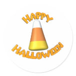 Happy Halloween Candy Corn Round Sticker
