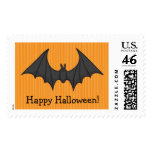 Happy Halloween cartoon bat postage stamp